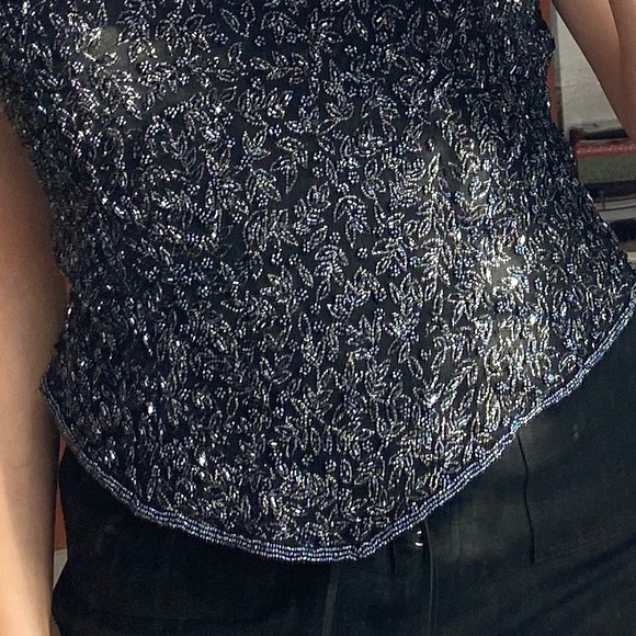 Vintage Beaded High Neck Evening Top - Picture 6 of 6